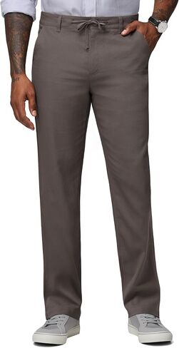 Men's Linen Pants Casual Linen Dress Pants with Drawstring and Pockets, Lightweight Straight-Leg Trousers 30" 32" in Saudi Arabia