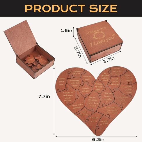 صندوق 20 سببًا لماذا أحبك، صندوق أحجية قلب رومانسي لعيد الحب، هدايا عيد الحب له، لصديقته، لصديقه، للزوج، للزوجة in Kuwait