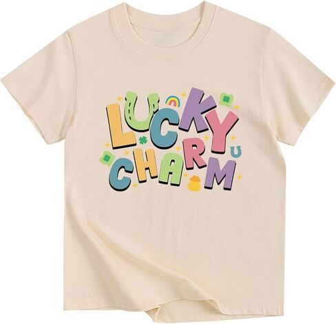 تي شيرت للفتيات لعيد القديس باتريك لاكي كلوفر شامروك قطن بأكمام قصيرة من 3 إلى 13 سنة in Kuwait