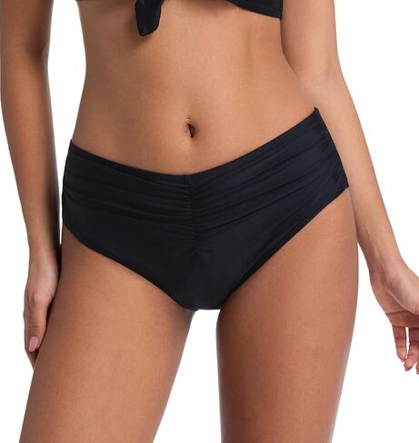 COCOPEAR Mid Rise Bathing Suit Bottoms for Women Ruched Tummy Control Swim Bottoms Full Coverage Bikini Bottoms for Women in Saudi Arabia
