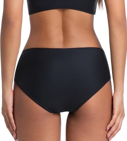 COCOPEAR Mid Rise Bathing Suit Bottoms for Women Ruched Tummy Control Swim Bottoms Full Coverage Bikini Bottoms for Women in Saudi Arabia