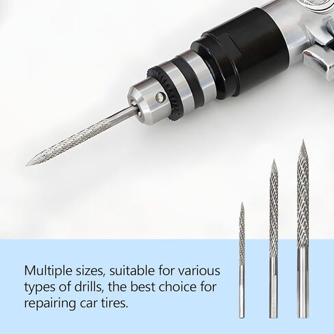 3PCS Car Tire Reamer Drill Bit, 3mm 4.5mm 6mm Carbon Steel Vehicle Tyre Repair Carbide Burr Drill Bit, Multi Size Flat Tire Patches Plug Wire Cutter, Universal for Sedan Truck SUV in Saudi Arabia
