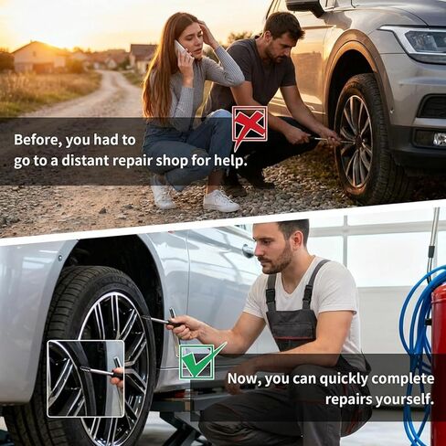 Self-Service Tire Repair Plug Kit, 20-Piece with 2 Sizes (0.47'' × 0.21''& 0.59" x 0.27") and Screwdriver – Quick Insertion Rubber Nails for Car, Motorcycle, Truck in Saudi Arabia