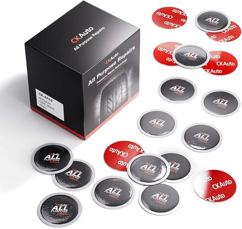 CKAuto Combination All Purpose Tire Repair Patch Kit Heavy Duty, Tire Plug Repair Kit Flat for Car Van Truck Bus Motorcycle and Inner Tire, Round 100pcs in Saudi Arabia