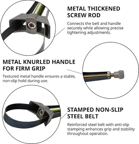Oil Filter Strap Wrench Removal Tool – Auto Car Adjustable Oil Filter Remover Strap 60–120mm Diameter with Heavy Duty Cap Spanner Wrench, Tool for Truck, Car, fit for Honda Yamaha Suzuki, 1pc in Saudi Arabia