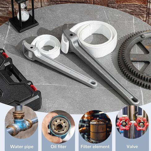2 Pcs Adjustable Aluminum Oil Filter Strap Wrench Set,12 & 16-inch Pipe Wrench with Nylon Strap for Replacing Oil Filter Removal Tool for Tight Spaces,PVC Junctions in Saudi Arabia