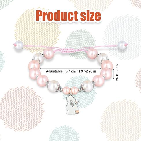 Easter Bracelet, Adjustable Rabbit Beaded Bracelet for Girls Cute Easter Bunny Jewelry Rabbit Bead Bracelets Easter Basket Stuffers Gifts for Women, Teens in Saudi Arabia