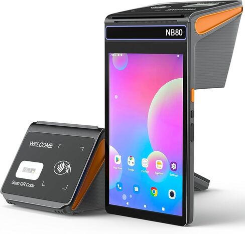 4G & WiFi POS Terminal,Symcode 3GB RAM 16GB ROM Adnroid POS System Cash Register with 8 Inch 800 * 1280 IPS Touch Screen,58mm Receipt & Label Printer 90mm/s Printing Speed,2D Barcode Scanner and NFC in Saudi Arabia