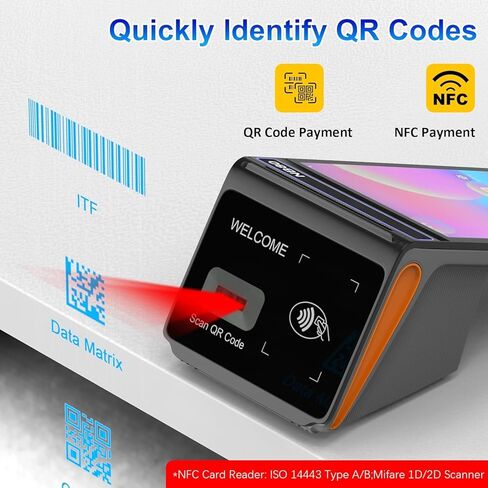 4G & WiFi POS Terminal,Symcode 3GB RAM 16GB ROM Adnroid POS System Cash Register with 8 Inch 800 * 1280 IPS Touch Screen,58mm Receipt & Label Printer 90mm/s Printing Speed,2D Barcode Scanner and NFC in Saudi Arabia