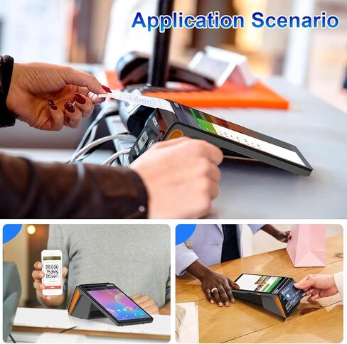 4G & WiFi POS Terminal,Symcode 3GB RAM 16GB ROM Adnroid POS System Cash Register with 8 Inch 800 * 1280 IPS Touch Screen,58mm Receipt & Label Printer 90mm/s Printing Speed,2D Barcode Scanner and NFC in Saudi Arabia