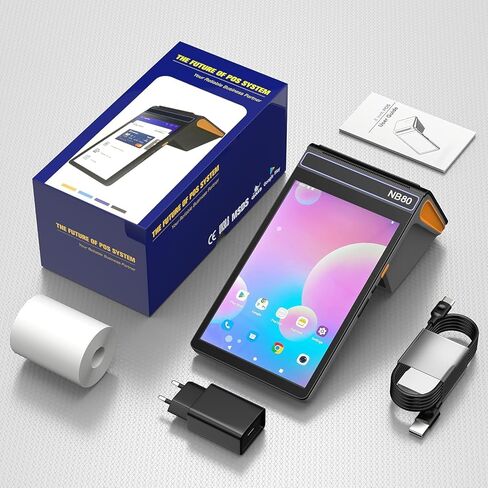 4G & WiFi POS Terminal,Symcode 3GB RAM 16GB ROM Adnroid POS System Cash Register with 8 Inch 800 * 1280 IPS Touch Screen,58mm Receipt & Label Printer 90mm/s Printing Speed,2D Barcode Scanner and NFC in Saudi Arabia