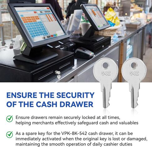 مفتاح درج النقود VPK-8K-542، قطعتان بديلتان لمفتاح تسجيل النقدية لأدراج النقود من سلسلة Vasario من APG، 542 أقفال رمز in Kuwait