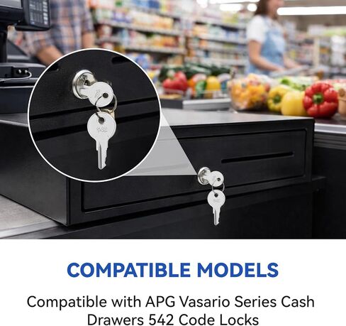 مفتاح درج النقود VPK-8K-542، قطعتان بديلتان لمفتاح تسجيل النقدية لأدراج النقود من سلسلة Vasario من APG، 542 أقفال رمز in Kuwait