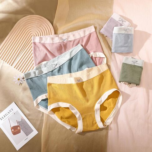 Women Seamless Mid Rise Underwear 6 Pack Soft Stretch Briefs Bow Design Full Coverage Panties for Home Office Travel in Saudi Arabia