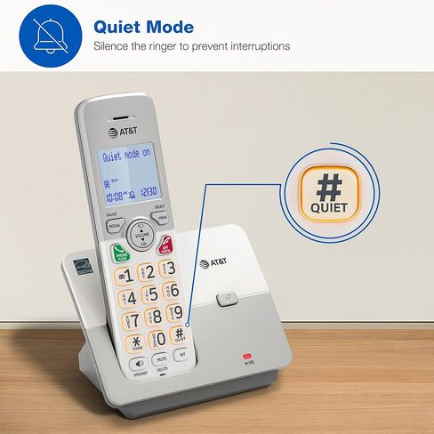 AT&T 2-Handset DECT 6.0 هاتف منزلي لاسلكي مع شاشة LCD وجهاز الرد على المكالمات. لوحة مفاتيح مضاءة، معرف المتصل/انتظار المكالمات، مكبر صوت مقلد مزدوج الاتجاه، وضع صديق للبيئة وهادئ، اتصال داخلي: EL1121-2 in Kuwait