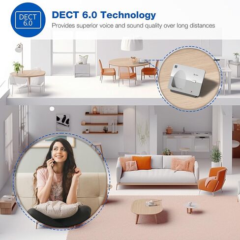 AT&T 2-Handset DECT 6.0 هاتف منزلي لاسلكي مع شاشة LCD وجهاز الرد على المكالمات. لوحة مفاتيح مضاءة، معرف المتصل/انتظار المكالمات، مكبر صوت مقلد مزدوج الاتجاه، وضع صديق للبيئة وهادئ، اتصال داخلي: EL1121-2 in Kuwait