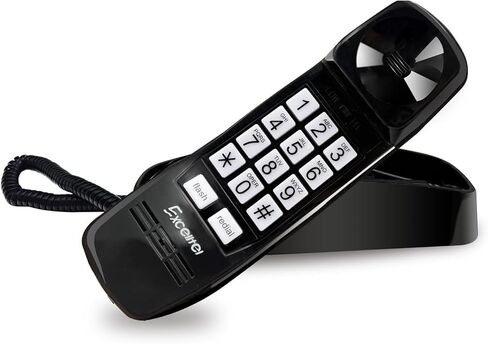 هاتف أرضي سلكي قديم، حامل جداري عتيق وهاتف مكتبي - لا يتطلب طاقة، استخدام في حالات الطوارئ، زر كبير لكبار السن/كبار السن مع رنين عالٍ وإضاءة وامضة، صوت واضح (وردي) in Kuwait