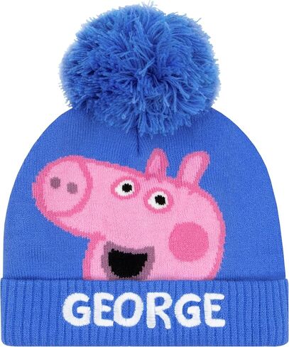 Peppa Pig Hat And Gloves For Boys, George Pig Kids Winter Hat Set, George Boys' Hats & Caps Set, One Size Blue in Saudi Arabia