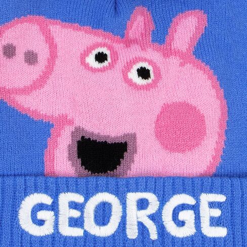 Peppa Pig Hat And Gloves For Boys, George Pig Kids Winter Hat Set, George Boys' Hats & Caps Set, One Size Blue in Saudi Arabia