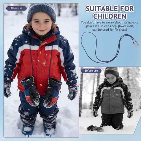 TEHAUX Mitten Clips for Kids & Toddlers, 3 Pack Glove Clips to Prevent Lost Mittens, Elastic Winter Gloves Holder with Plastic Clasps Boys Girls in Saudi Arabia