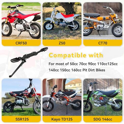 HIAORS Dirt Bike Foot Peg Mount Bracket Kickstand Kit Compatible with SSR 110 125 CRF50 XR50, Motorcycle Foot Pegs Bracket for 110cc 125cc TaoTao Coolster Baja Apollo Thumpstar Kayo Pit Bike Parts in Saudi Arabia