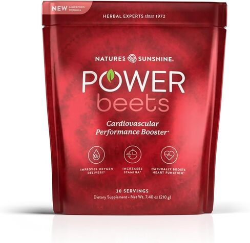 Nature's Sunshine Power Beets - مزيج غذائي حاصل على براءة اختراع من مسحوق جذر البنجر والمغذيات لتعزيز الأداء والوضوح العقلي والحيوية - غير معدل وراثيًا، وخالي من الصويا والغلوتين - 30 وجبة طاقة in Kuwait
