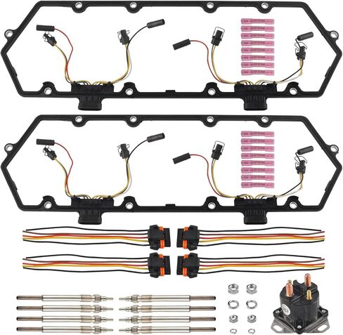 Injector Glow Plug Harnesses,Valve Cover Gasket & Diesel Heater Glow Plugs & Relay Kit Compatible with 7.3L 94-97 Ford Powerstroke Diesel Replace F4TZ12A342BA F4TZ-9D930-K F4TZ-6584-A F81Z-12B533-AC in Kuwait