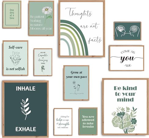 ملصقات الصحة العقلية باللون الأخضر المريمية، ملصق مسائل الصحة العقلية، ديكور مكتب العلاج (غير مؤطر) in Kuwait