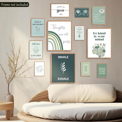 ملصقات الصحة العقلية باللون الأخضر المريمية، ملصق مسائل الصحة العقلية، ديكور مكتب العلاج (غير مؤطر) in Kuwait