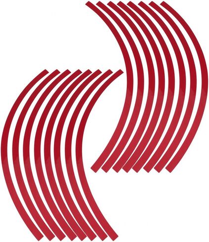 Car Rim Strip, 16 Pieces Universal Reflective Pinstripe Adhesive Strips for Wheel(Red) in Saudi Arabia