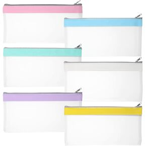 Thinp 6 Pieces Clear Money Bags with Zipper, 8.5 x 4 Inch Money Envelopes for Cash Clear Cash Envelopes Bank Deposit Bags Multi-Purpose Money-Pouch for Check Wallet Receipt Organizer in Saudi Arabia