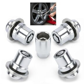 صواميل قفل العجلة السوداء M12 x 1.5 متوافقة مع تويوتا كامري كورولا تاكوما RAV4 هايلاندر سيينا ولكزس هي ES RX NX - يستبدل 00276-00900 - مجموعة أمان على طراز ماج كروم مضادة للسرقة (مفتاح 4+1) in Kuwait