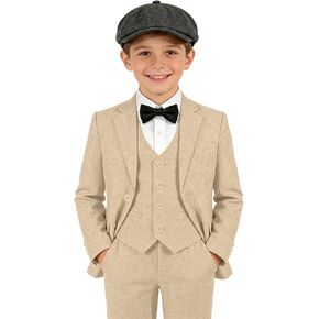 الأولاد بدلة تويد 3 قطع مجموعة الرجعية متعرجة سليم صالح الاطفال الدعاوى لصبي بدل زفاف رسمية للأطفال ملابس الملابس in Kuwait