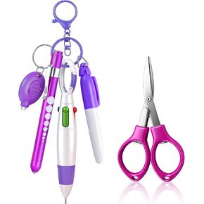 مجموعة أقلام ممرضة مكونة من 7 قطع، وإكسسوارات شارة ممرضة، مع قلم تحديد دائم، وقلم حبر جاف قابل للسحب، ومقص قابل للطي، وسلسلة مفاتيح بمصباح LED، ومشبك سلسلة مفاتيح in Kuwait