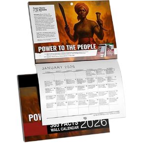 تقويم حائط 2026، تقويم التاريخ الأسود، ورق مفتوح سميك ومتين مقاس 11 × 17 بوصة، قوة للناس، تقويم 365 حقيقة لعشاق التاريخ، والفصول الدراسية، وديكور المنزل in Kuwait