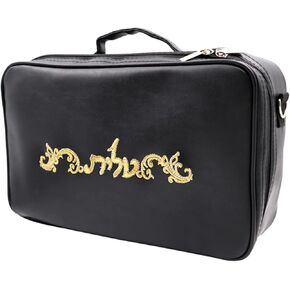 حقيبة تاليت وتفيلين لشال الصلاة اليهودي | تصميم كلاسيكي باللون الأسود من الجلد الصناعي المطرز بسحاب | تتضمن مقبض حمل وحزام حمل| 4.3 بوصة عرض × 7.9 بوصة ارتفاع × 11.8 بوصة in Kuwait