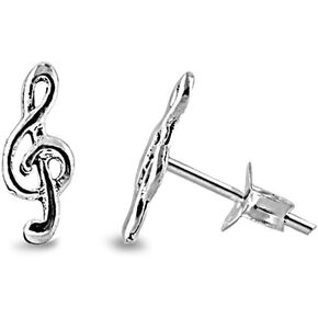 Sterling Silver G Clef Music Stud Earrings in Saudi Arabia