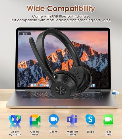 Soothielec Headset wtih Mic, USB Headset with Microphone for PC, Computer Headset with Noise Canceling Microphone for Laptop, Wired Headset with Mute for Home Office Online Class Skype Zoom Meetings in Saudi Arabia