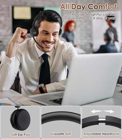 Soothielec Headset wtih Mic, USB Headset with Microphone for PC, Computer Headset with Noise Canceling Microphone for Laptop, Wired Headset with Mute for Home Office Online Class Skype Zoom Meetings in Saudi Arabia