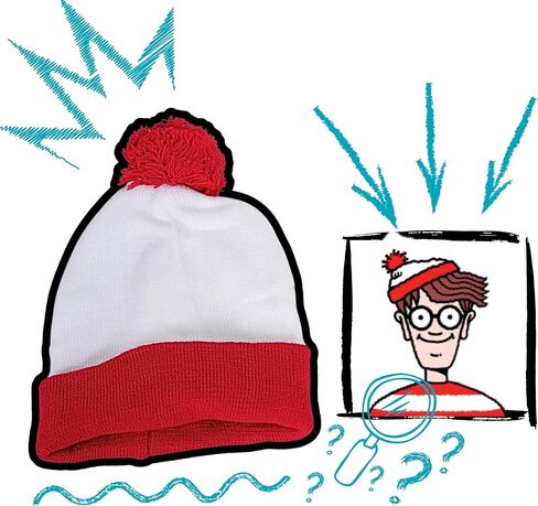 Wheres Waldo Hat, Fun & Trendy Wheres Waldo Costume Beanie with Pom, Red and White Hat Costume Wear for Christmas & Halloween, Free Size Novelty Red and White Beanie Adult for Men & Women Party Events in Saudi Arabia