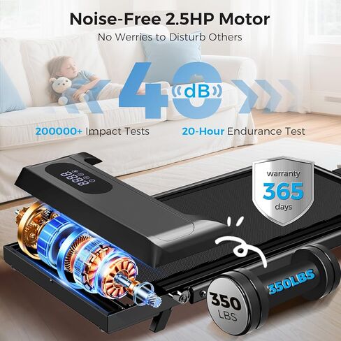 Walking Pad with Handle Bar, 2.5HP Walking Pad Treadmill, 3 in 1 Portable Under Desk Treadmills for Home Small Space, Foldable Folding Home Treadmill with Remote Control, 320LBS Capacity in Kuwait