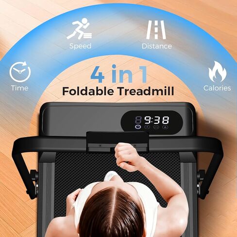 Walking Pad with Handle Bar, 2.5HP Walking Pad Treadmill, 3 in 1 Portable Under Desk Treadmills for Home Small Space, Foldable Folding Home Treadmill with Remote Control, 320LBS Capacity in Kuwait