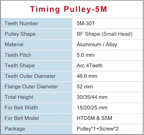 Timing Pulley 5M-30T Bore 6/6.35/8-mm Slot Width 16/21mm 1Pcs(14 mm,21 mm) in Saudi Arabia