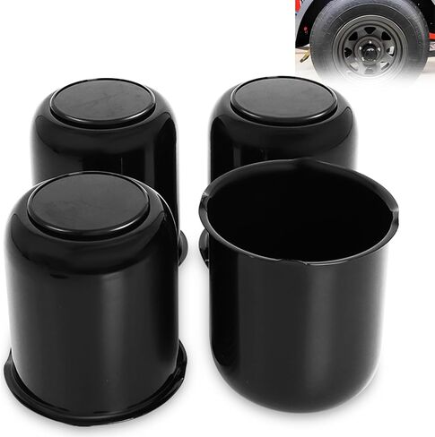 Trailer Wheel Center Caps 3.19 Inch for Trailer Truck RV Wheel Rims 4 Closed-End Chrome Plated Carbon Steel (4PCS) 3.19 Inch Center Bore Push Thru Wheel Center Caps Black in Saudi Arabia