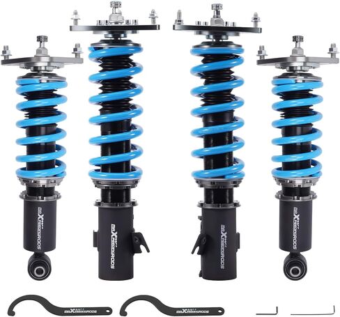 maxpeedingrods Coilover لسوبارو امبريزا WRX STI 2008-2014، 24 مستوى المثبط القابل للتعديل كويلوفيرس طقم تعليق تبختر، ارتفاع قابل للتعديل T6 مجموعات خفض مطورة أزرق in Kuwait