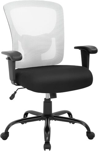BestOffice مقعد واسع + دعم مكتب بأذرع قابلة للتعديل، شبكة دوارة دوارة، كرسي مريح عالي الظهر للبالغين والنساء، أسود in Kuwait