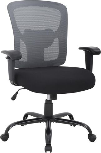 BestOffice مقعد واسع + دعم مكتب بأذرع قابلة للتعديل، شبكة دوارة دوارة، كرسي مريح عالي الظهر للبالغين والنساء، أسود in Kuwait
