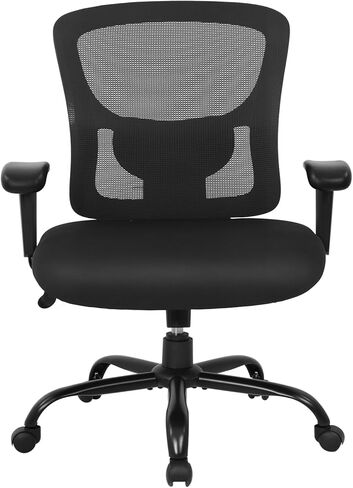 BestOffice Wide Seat+Desk Support Adjustable Arms Task Rolling Swivel Mesh Executive High Back Ergonomic Chair for Adults Women, Black in Kuwait
