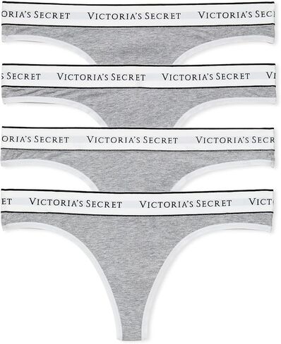 Victoria's Secret Cotton Logo Thong Panty Pack, Underwear for Women, 5 Pack, Spring Mix (XS) in Saudi Arabia