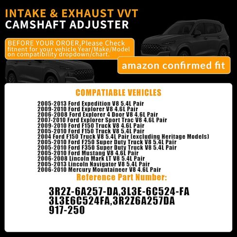 Camshaft Phaser Variable Timing Camshaft Gear & Bolts Compatible with Ford Expedition/Mustang/Explorer/F-150/F-250/F-350 Super Duty 2004-2011 4.6L 5.4L Replaces 3R2Z-6A257-DA 3L3E-6C524-FA in Saudi Arabia